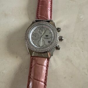 Technomarine watch Pink Crocodile Leather Strap Watch